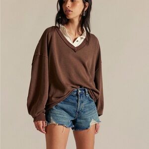 We The Free Brown V-Neck Sweatshirt